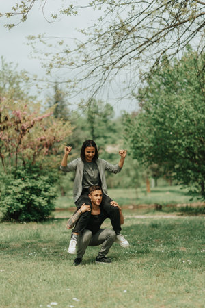 Laughing and having funの写真素材