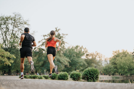 Evening Cardio in Natural Park with Fit Couple and Friends