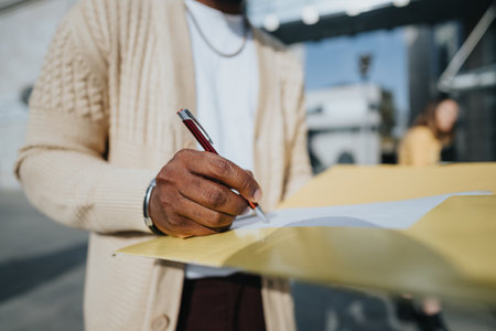 Urban Entrepreneurs: Stylish Businesspeople Collaborate in Trendsetting City for Start up Expansionの写真素材