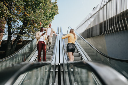 Multicultural Business Partners Collaborating Outdoors on Creative Expansion Strategies in Urban...