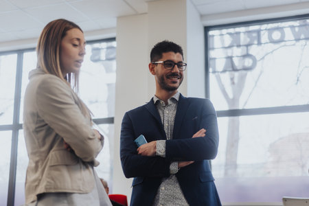 Multicultural Corporate Team Collaborating in Modern Office Space