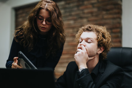 Innovative Business Executives Analyzing Market Expansion and Strategic Planning for Growthの写真素材