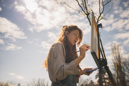 Drawing on canvasの写真素材