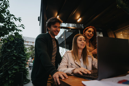 Young People Working Together for Successful Business Growth and Profitability in Urban City.の写真素材