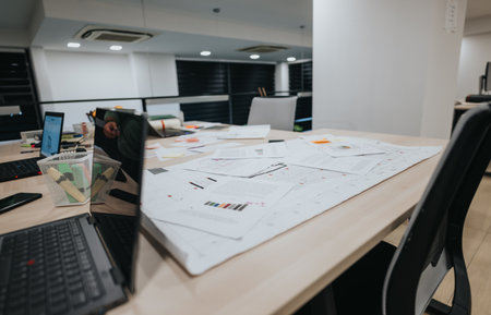 Late night office work concept.の写真素材