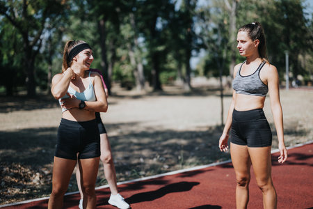 Fitness Friends: Active Girls Enjoying Outdoor Jogging in the Park