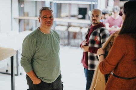 Multiracial Corporate Team Collaborating on Project Development and Discussing Strategies for Business Growthの写真素材