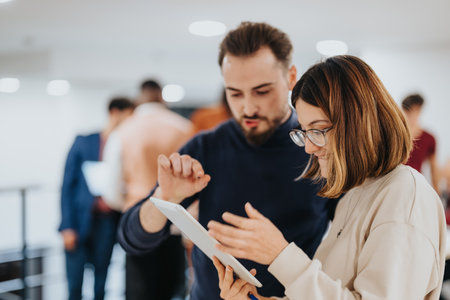 Businesspeople Analyzing Reports and Brainstorming for Business Growthの写真素材
