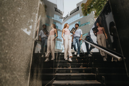 Urban professionals strategizing growth, profitability, and expansion.の写真素材