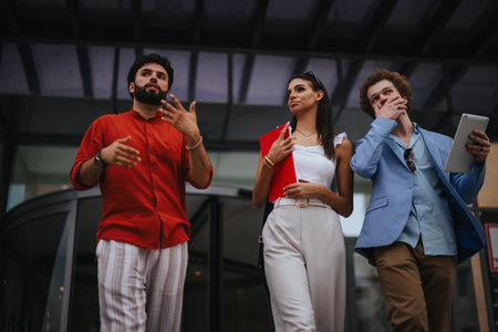 Successful Urban Infrastructure Development: Architects Discussing Project Details at Business Centerの写真素材