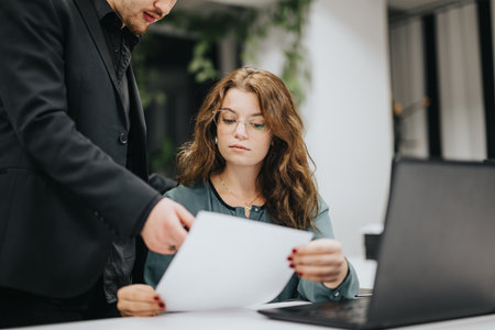 Business People Collaborating on Financial Planning and Market Analysis Indoorsの写真素材