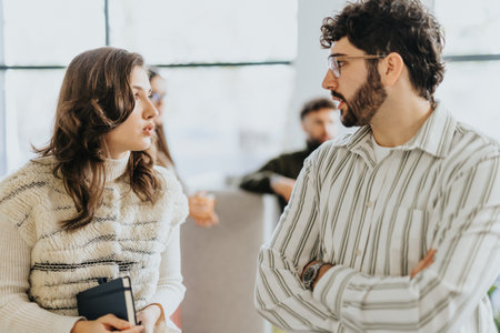 Multicultural colleagues collaborate on business growth, analyzing statistics and sharing innovative...