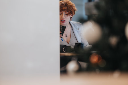 Business professionals discussing financial reports and budgeting strategies in a pleasant office atmosphere.の写真素材