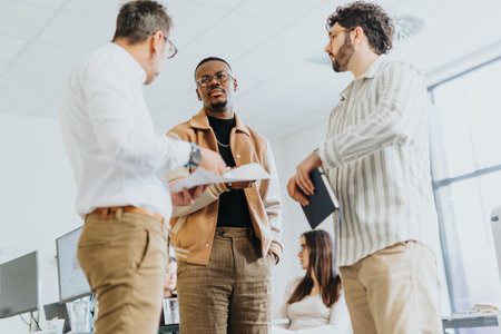 Multi-generational team working together on project tasks and revenue growth.の写真素材