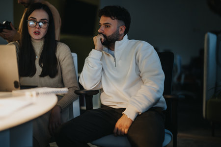 Multiethnic business team collaborating on marketing strategies.の写真素材