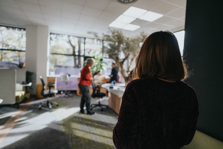 Woman joining her teammates for successful collaboration and business expansion.