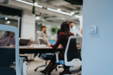 Business team collaborate, strategize, and use technology for market research and financial planning to achieve business expansion and profit growth.の写真素材