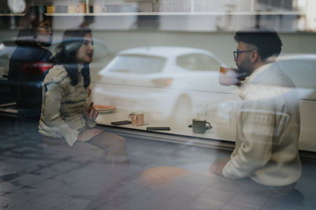 Businesspeople discussing ideas in a modern kitchen.の写真素材