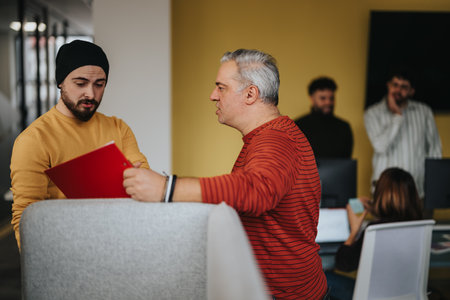 Multi generational colleagues showing teamwork in a creative office for business expansion.の写真素材