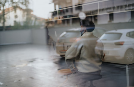 Businesspeople, coworkers, or entrepreneurs collaborate in a modern kitchen, discussing statistics, sharing ideas, and enjoying coffee and tea.の写真素材