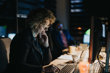 Late Night Work: Analyzing Statistics for Business Growthの写真素材