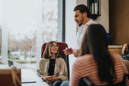 Engaged corporate team in discussion during casual office meeting