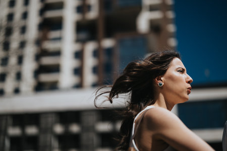 Diverse business team engaged in strategic meeting in urban settingの写真素材