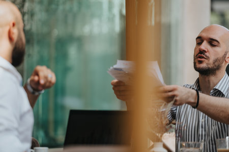 Startup team in business meeting discussing strategies, brainstorming ideas, and analyzing reportsの写真素材