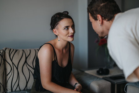 Couple having an intimate and meaningful conversation at home
