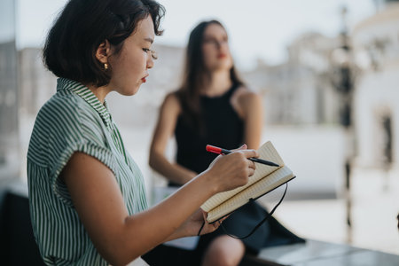 International multicultural businesspeople in meeting discussing new projects and marketing strategyの写真素材