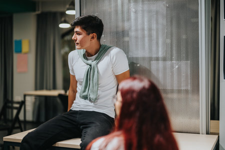 Young students engaging in a modern classroom settingの写真素材