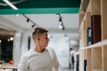 High school student browsing in a classroom settingの写真素材
