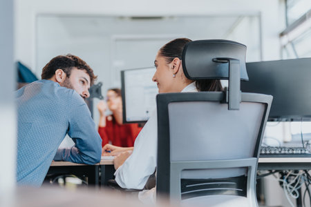Multicultural business people collaborating in a vibrant office environment
