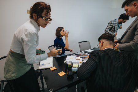 Multicultural business workers collaborate during brainstorming sessionの写真素材