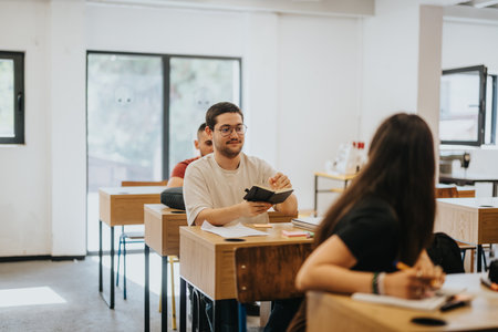 High school students actively engaged in a classroom discussion