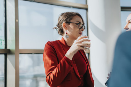 Business people networking at modern office event