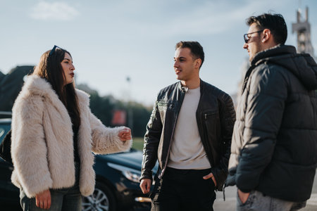 Group of Friends Socializing Outdoors on a Sunny Day