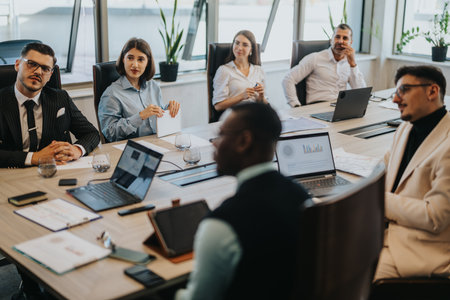 Multiracial business team in a modern office meeting