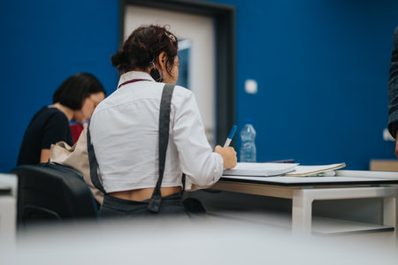 Students engaged in class activities with professor assistance