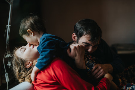 Loving Family Laughing and Sharing Precious Moments at Home