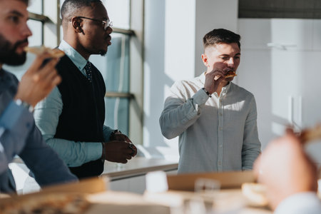 Diverse business colleagues enjoying a lunch break togetherの写真素材