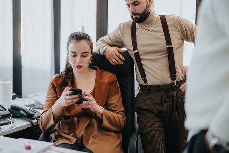 Business professionals collaborating during a modern office meeting session