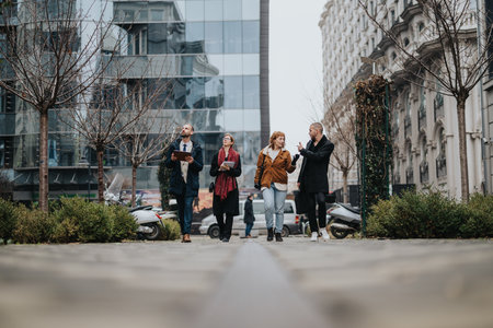 Business Professionals Walking Together in a Modern Urban Environment