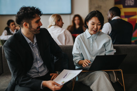 Collaborative Business Meeting in Modern Co working Office Setting