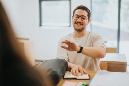 High school student engaging in classroom activity with enthusiasm