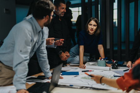 Diverse business team collaborating on innovative project ideasの写真素材