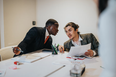 Two Business Professionals Collaborating During a Meeting in a Modern Office