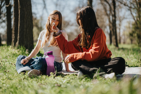 Two Friends Sitting in a Park Sharing a Peaceful Moment Together
