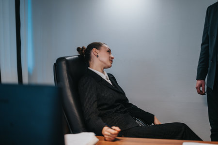 Professional Woman Having a Conversation in a Modern Office Setting