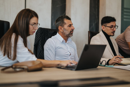 Focused business people engaged in a collaborative meeting